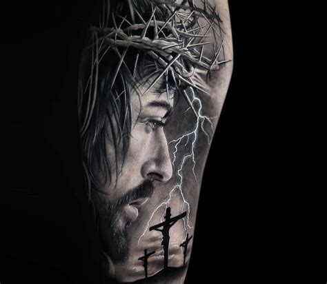 jesus with crown tattoo